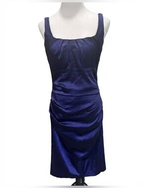 Suzi Chin for Maggy Boutique Purple Ruched Cocktail Dress Size 10 Party Wedding